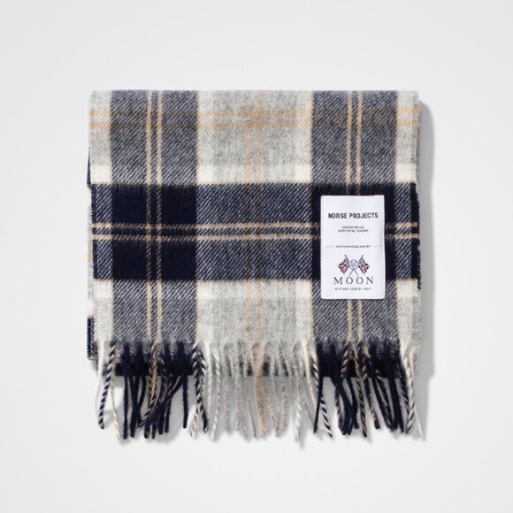 Norse Projects - Men’s Merino Wool Scarf - Navy Plaid - Picture 1 of 6